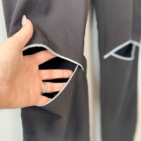 I.AM.GIA Reflective High Waisted Trim Knee Cut Out Black Tall Pants (M) - Picture 5 of 9